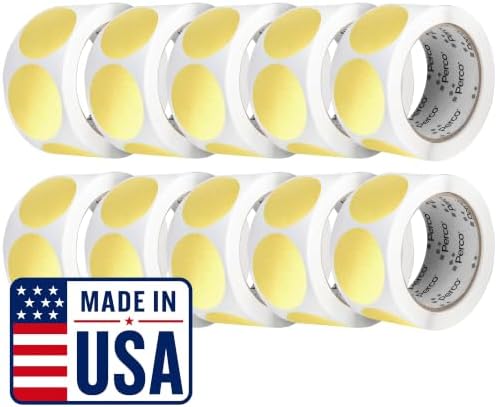 Perco Metallic Gold Perforated Round Circle Dot Sticker 2-Inch Labels — 10 Rolls, 5,000 Stickers - VIP, Reward & Premium Packaging Labels, High-End Branding - Made in USA by Perco