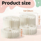 HeiMma 4 Pack Buffet Risers, FOLDABLE Accordion Food Display Risers for Dessert Table,Dessert Table Display Set, White Cardboard Cylinder Cake Cupcake Stands for Party, Multi-height, 12in Round - Image 2