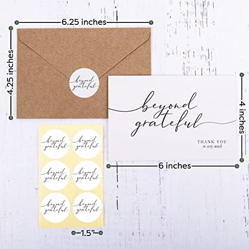 120 Heavyweight Blank Thank You Cards with Envelopes Beyond Grateful Thank You Cards, Bridal Shower, Engagement, Graduation, Wedding Bulk Pack Card with Envelopes & Stickers (4 x 6 Inches) (120 Pack) - Image 6