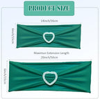 Dark Green Chair Sashes 100 Pack Spandex Green Chair Sashes Bows with Heart Buckle Slider for Wedding Banquet Party Decorations - Image 2