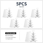4-Tier Cupcake Stand, 5 Set Cardboard Cupcake Tower with Paper Cover, Dessert Cup Cake Stand Tower for Birthday Wedding Party Decoration,Afternoon Tea Stand, Cupcake Tier Stand - Image 4