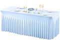 PARTISKY Blue Spandex Tablecloth for 6ft Rectangle Tables, Stretchable Table Cover Skirt for Folding Tables Weddings Parties Banquets Events Trade Shows and Dessert Table by Partisky