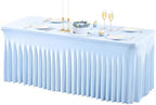 PARTISKY Blue Spandex Tablecloth for 6ft Rectangle Tables, Stretchable Table Cover Skirt for Folding Tables Weddings Parties Banquets Events Trade Shows and Dessert Table by Partisky