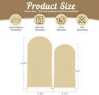 Khaki Arch Backdrop Cover 2 Set - 6.6FT, 5FT Spandex Fitted Wedding Arch Stand Covers Round Top Chiara Arch Backdrop Stands Cover for Birthday Parties Banquet Photo Background Decoration - Image 2