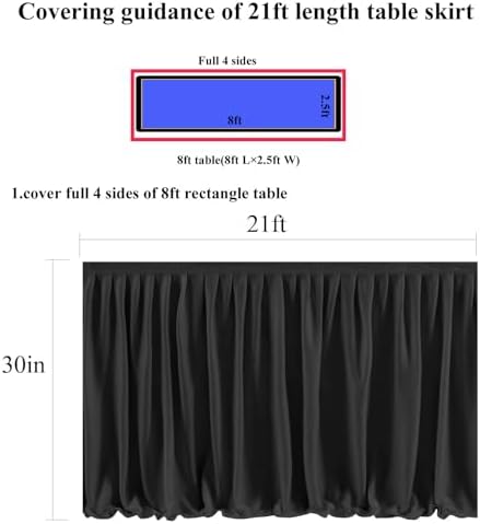 Ruffle Table Skirt for Teacher Desk Classroom Wedding Birthday, Black,21ft - Image 4