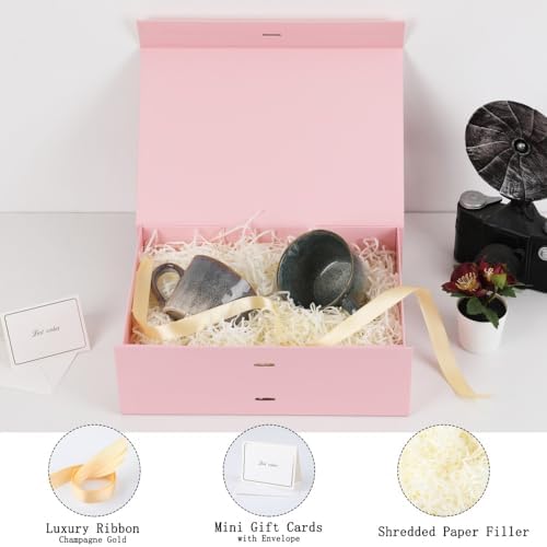 Large Gift Boxes with Lids 5 Pcs 13X9X4 In Pink Magnetic Gift Box Large - Image 2