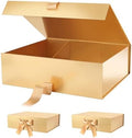 PACKHOME 3 Extra Large Gold Gift Boxes Ribbon Magnetic Lids 17x14.5x5.5in by PACKHOME