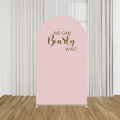Pink Arch Backdrop Stand Covers for Parties We Can Bearly Wait Theme Arched Stretchy Fabric Cover Girls Baby Shower Birthday Party Decorations (2.2x5FT) - Image 3