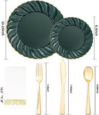 YOUBET 150PCS Emerald Green Plastic Plates for Party Wedding - Image 2