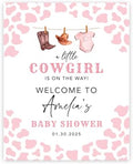Andaz Press A Little Cowgirl Baby Shower Decorations, Personalized Little Cowboy Baby Shower Sign Custom Western Baby Shower Sign In Guest Book Alternative Pink 16"x20" Canvas Welcome Baby Shower Sign by AndazPress