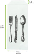 PACKNWOOD 210SACHCV White Paper Bag Cutlery with Logo, Silverware Holder, Party Silverware Disposable, Cutlery Pouch, Silverware Pouch, Cutlery Holder Bag - 8.66 x 3.35in - 1000 pcs - Image 2