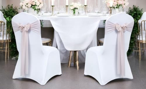 MDS Pack of 125 Chiffon Chair Sashes for Wedding & Event Décor - Nude - Image 2