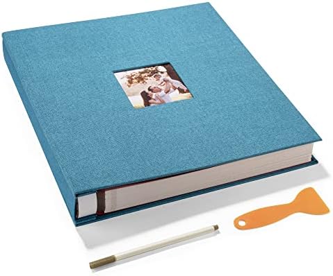 HoneyTolly Large Photo Album Self Adhesive, DIY Scrapbook Album for 600 Photos, 13"x12.6" 120 Pages Linen Cover Memory Book(Sky Blue) by HoneyTolly