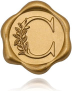 SWANGSA 200 Pack Letter C Wax Seal Stickers, Antique Gold Botanical Leaves Initial Alphabet Self-Adhesive Wax Stickers for Wedding Party Invitation Envelope - Image 2