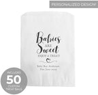 Personalized Babies Are Sweet Treat Bags / 50 Custom Baby Shower Enjoy A Treat Party Favor Bags / 5 3/4" x 8" Flat Candy Cookie Holder Baby Shower Appreciation Dessert Bag / Made In The USA - Image 2