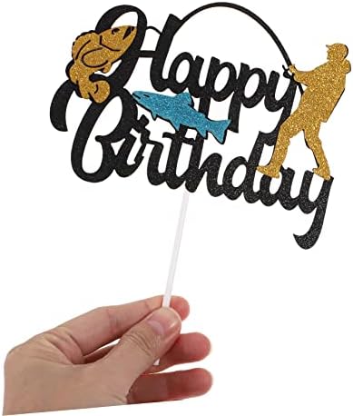 FAVOMOTO 50pcs Fishing Themed Birthday Cake Decorations Fishing Cupcake Toppers Decorative Fruit Picks for Fun Photo Props for Men Outdoor Birthday Celebrations - Image 7