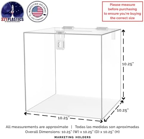 Marketing Holders 4 Pack Acrylic Donation Box Locking 10" Clear Square Countertop Voting Ballot Collection Bin Suggestion Cube - Image 6