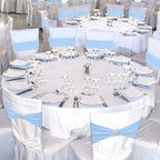 VitalCozy 100 Pcs Spandex Chair Sashes with Crown Buckle,Sky Blue - Image 5