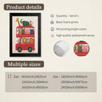 Black Framed Cute Colorful Animal Canvas Wall Art Modern Funny Kids Posters Safari Animals On Red Bus Scene Prints For Toddler Bedroom Nursery Wall Decor 16x24 inch - Image 2