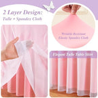 Pink Tulle Tablecloths 72 Inch Spandex Round Table Cloths for Round Tables - Image 3