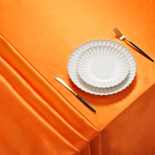 6 Pack Satin Table Cover Rectangle, 60 x 120 Inches, Orange - Image 3