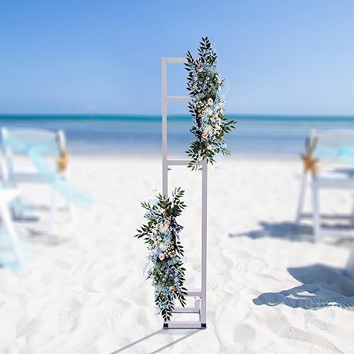 Wedding Arch Backdrop Stand, White Wedding Arches for Ceremony Square Balloon Arch Stand Garden Arbor Frame for Wedding Birthday Party Baby Shower Photo Booth Background Decoration - Image 5