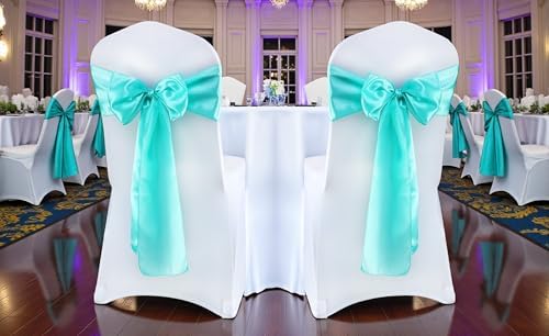 MDS® Pack of 50 Satin Chair Sashes for Wedding & Events – Sea Green - Image 2