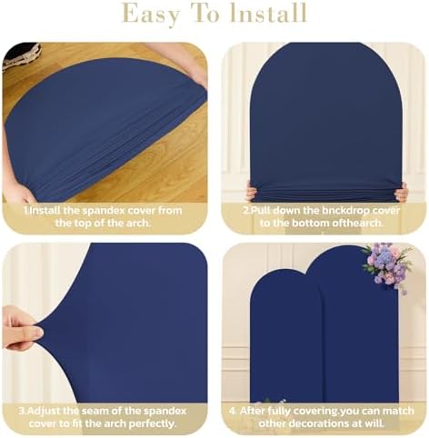 7.2FT 6FT Arch Backdrop Cover for Party, Set of 2 Stretchy Spandex Fitted Arch Stand Cover for Baby Shower, Birthday Wedding Decor, Chiara Backdrop Cover with Double-Sided Design(Blue, Brown) - Image 6