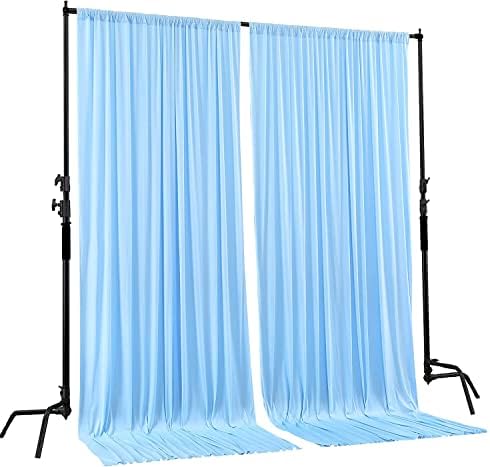 AK TRADING CO. 10 feet x 8 feet IFR Polyester Backdrop Drapes Curtains Panels with Rod Pockets - Wedding Ceremony Party Home Window Decorations - Light Blue - Image 2