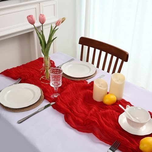 12 Pack Red Cheesecloth Table Runner 23 x 120 Inch 10Ft - Image 3