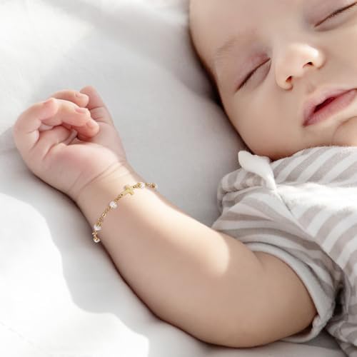 Baby Baptism Bracelet with Cross - Baptism Gifts for Girl - Image 4