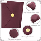100 Set 5 x 7 Laser Cut Wedding Invitations, Scarlet - Image 3