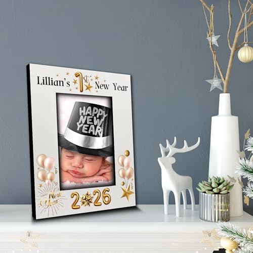 BELLA BUSTA- Personalize Baby First Year Memory Keepsake Picture Frame-Nursery Decor (1st New Year (5x7 Vertical)) - Image 2