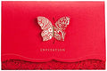 Hosmsua 50pcs Red Laser Cut Lace Flora Invitations Cards with Gold Butterfly and Envelopes for Bridal Shower Wedding Quinceañera Invitation by Hosmsua