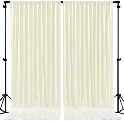 16ftx10ft Wrinkle Free Beige Backdrop Curtain - 10 Feet Photography Backdrop Drapes, Silky Polyester Back Drop Cloth for Wedding Baby Shower Balloon Arch Background by Unknown