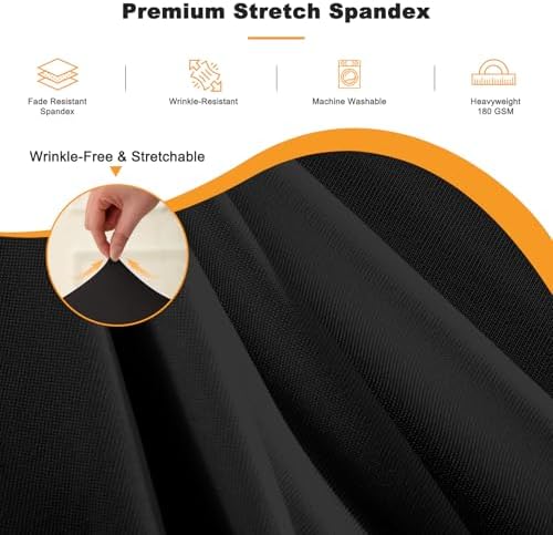 4 Pack 132 Inch Black Round Tablecloth, Fitted Tablecloths for 6FT Round Tables, Spandex Table Cover with Table Skirt for Wedding Photography Party Professional Events Halloween Decoration Indoor - Image 3