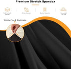 GALLETY 12 Pack Black Table Cloth for 5FT Round Tables, Fitted Spandex 120 inch Round Tablecloth, Wrinkle Free Black Table Skirt for Receptions Birthday Holiday Dinner Banquet Juneteenth Decorations - Image 3