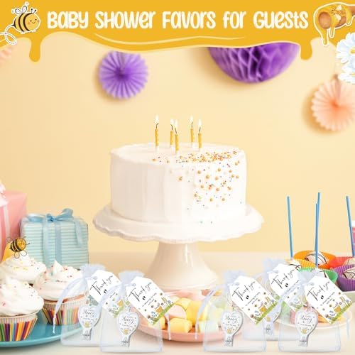 Wesiti 25 Sets Baby Shower Favor for Guests Honey Bee Keychain with Nail Clipper and Bottle Opener Thank You Tag Card Organza Bag - Image 6