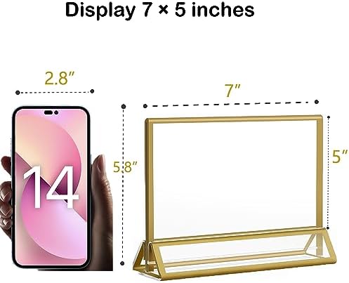 7x5 Acrylic Gold Picture Frames 8 Pack, Table Number Holders - Image 2