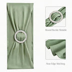 Pack of 50 Spandex Sage Green Chair Sashes Bows Elastic Chair Cover Bands Slider Buckles for Wedding Reception Banquet Bridal Decorations - Sage Green - Image 4