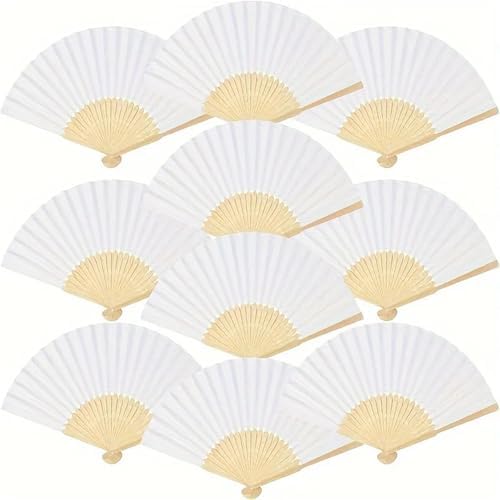 Abanicos De Mano para Fiesta 24PCS White Bamboo Paper Fan - Foldable (Wedding Gift/Party Decor) by Unknown