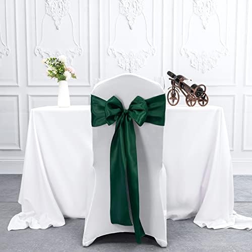 100 Pieces Emerald Green Satin Chair Sashes for Wedding Reception Party Hotel Home Kitchen Decoration-Emerald Green - Image 6