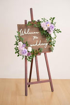 2pcs Purple Deluxe Welcome Sign Artificial Flowers Wedding Backdrop Garland Hanging Floral Arrangements for Ceremony Reception Entryway Board Sweetheart Table - Image 2