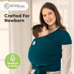 KeaBabies Baby Wrap Carrier, All in 1 Original Baby Carrier (Peacock Green) - Image 2