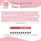 16 Pack Light Pink Cheesecloth Table Runners 20x120 Inch Gauze Table Runner Cheese Cloth 10FT Pink Table Runner Rustic Sheer Runner for Wedding Birthday Party Baby Shower Table Decor - Image 2