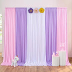gogoparti 15ft x 10ft Light Purple Pink and White Backdrop Curtains, Wrinkle Free Backdrop Drapes for Wedding Birthday Party Background, 6 Panel 2.5x10ft by Gogoparti