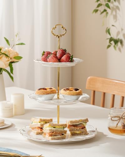 3 Tier Cupcake Stand, Ceramic Tiered Serving Stand - Image 6
