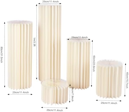 Cylinder Stands for Party, 5 PACK Paper Cylinder Pedestal Stand with Acrylic Disc, Foldable Round Columns and Pillars, White Cake Stands Flower Rack for Wedding Dessert Birthday Event Deco - Image 7