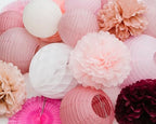 PapaKit Premium Large Party Decoration Set - Paper Lantern, Paper Fan, Tissue Pom Pom, Honeycomb (Dusty Rose Pink, 24 Piece Set) Birthday Party Baby Shower Wedding Event Décor - Image 2