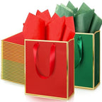 Yeaqee 50 Pcs Metallic Paepr Gift Bags Bulk with Handles,Red Green by Yeaqee
